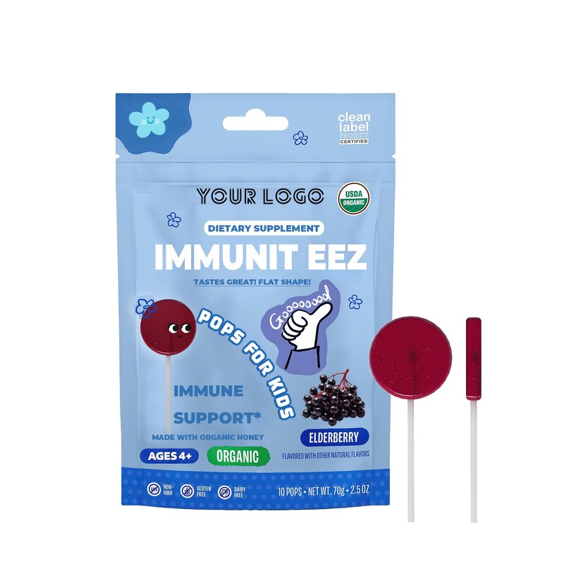 Immune Lollipops - Manufacturer Wholesale Organic Elderberry Round Flat Kids