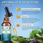 Oregano Oil Drops - Manufacturer OEM/ODM Organic 60%Carvacrol Vitamin E MCT