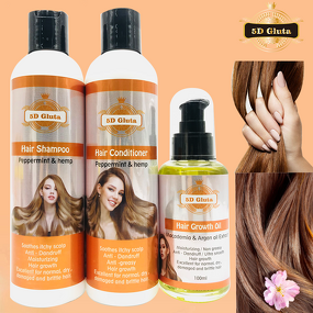 5D Gluta Hair Set - Manufacturer Shampoo Conditioner Growth Oil Peppermint Hemp