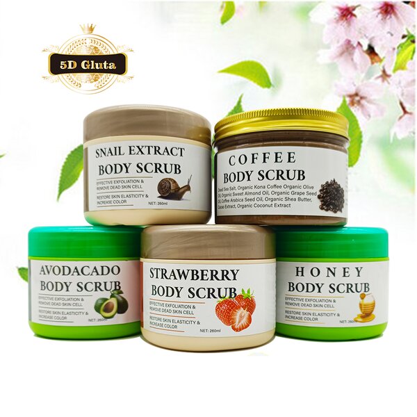 5D Gluta Scrub - Manufacturer Coffee Snail Honey Avocado Strawberry Whitening