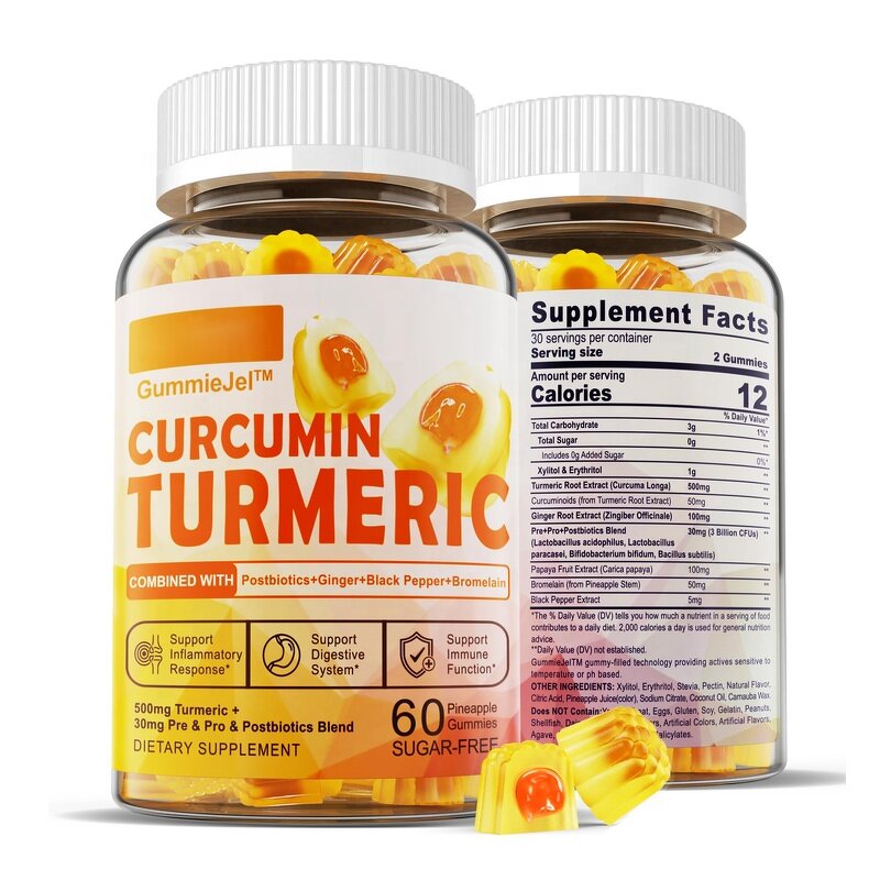 Turmeric Curcumin Gummies Manufacturer - Sugar Free 550mg for Joint Immune & Digestive