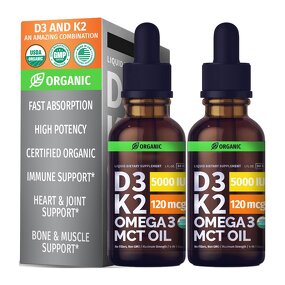 Vitamin D3 K2 Liquid Drops Manufacturer - Organic Maximum Strength with MCT Oil Omega 3