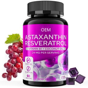 Astaxanthin Gummies - Manufacturer Sugar-Free 24mg Resveratrol Vitamin B1 Antioxidant