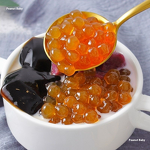 Amber Pearl Powder Round Black Sugar Cooked Tapioca Pearls for Pearl Milk Tea Packaged in Bag