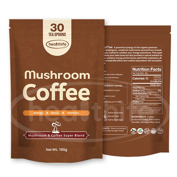 Mushroom Coffee Powder Manufacturer - Healthife 10 in 1 Instant Arabica Robusta Blend Organic