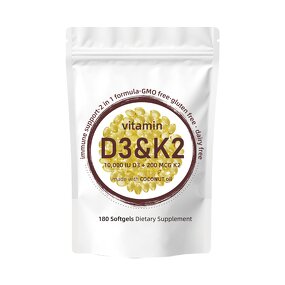 Vitamin D3 K2 Softgels - Manufacturer 5000IU + 100mcg Health Supplement