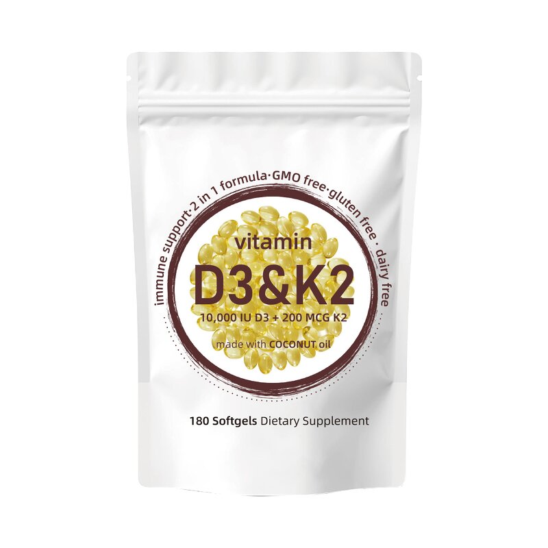 Vitamin D3 K2 Softgels - Manufacturer 5000IU + 100mcg Health Supplement