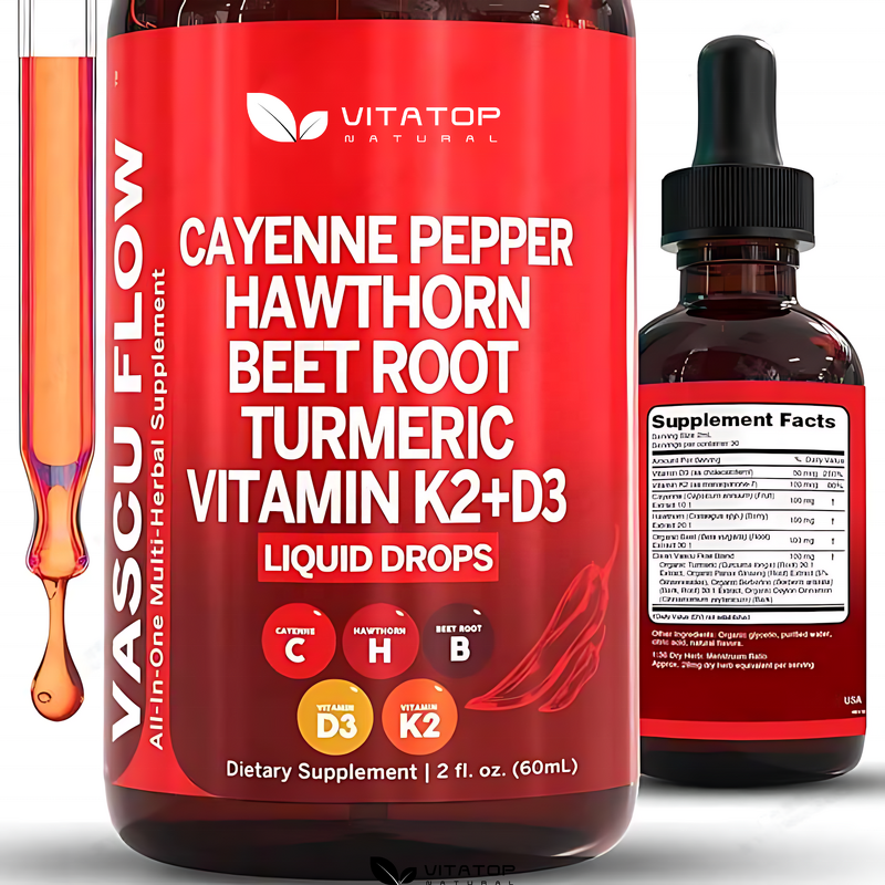 Cayenne Pepper Extract Drops Manufacturer - OEM Natural with Hawthorn Berry Vitamin D3 K2 Beet Root Turmeric