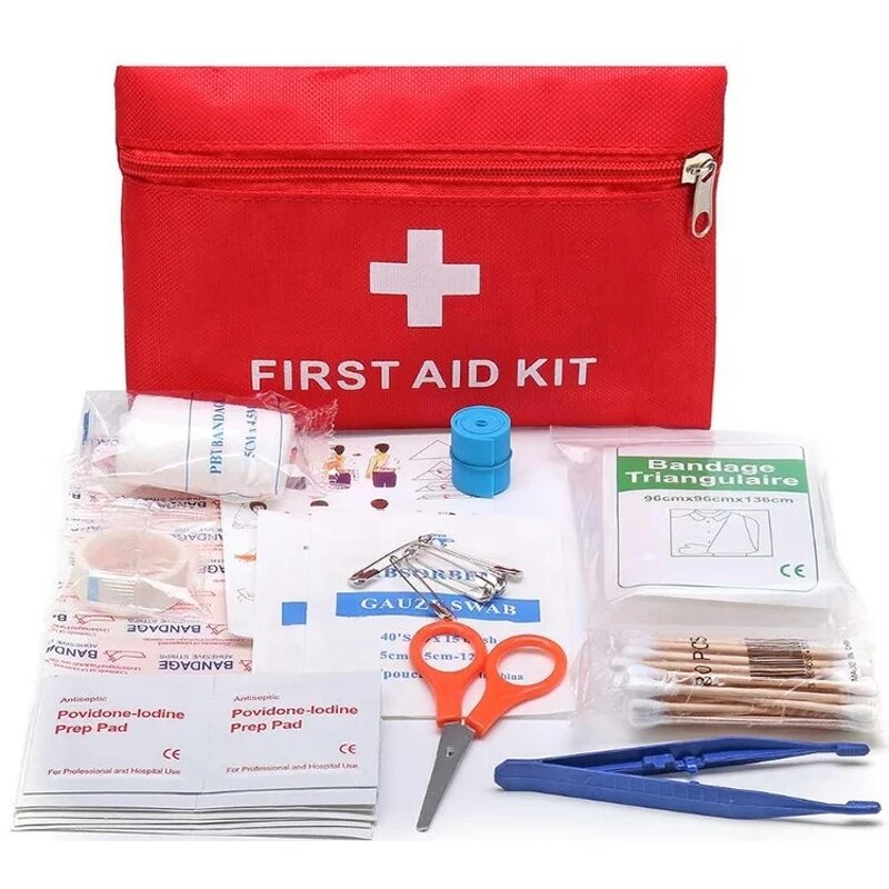 First Aid Kit Manufacturer - Custom Waterproof Emergency Mini with Supplies for Car Family Travel Red Pouch