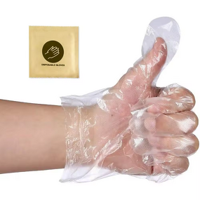 PE Clear Gloves Manufacturer - Single Packed in Pairs Folded Food Grade for Kids Eating & Body Scrub