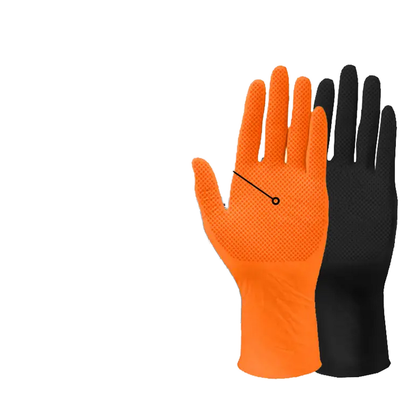 Disposable Nitrile Gloves Manufacturer - OEM Custom 8Mil Diamond Orange Black for Industrial Auto & Food