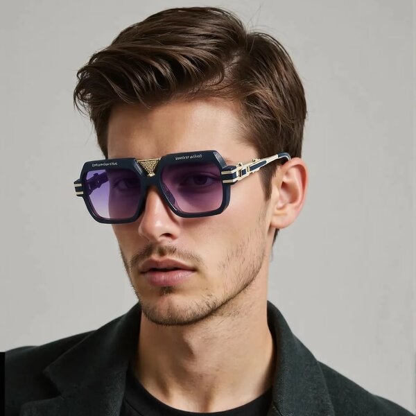 Sunglasses Manufacturer - Retro Rectangle Gradient Blue Metal UV400 for Men