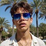 Sunglasses Manufacturer - Titanium Blue Gradient Polarized UV400 Gold OEM Unisex