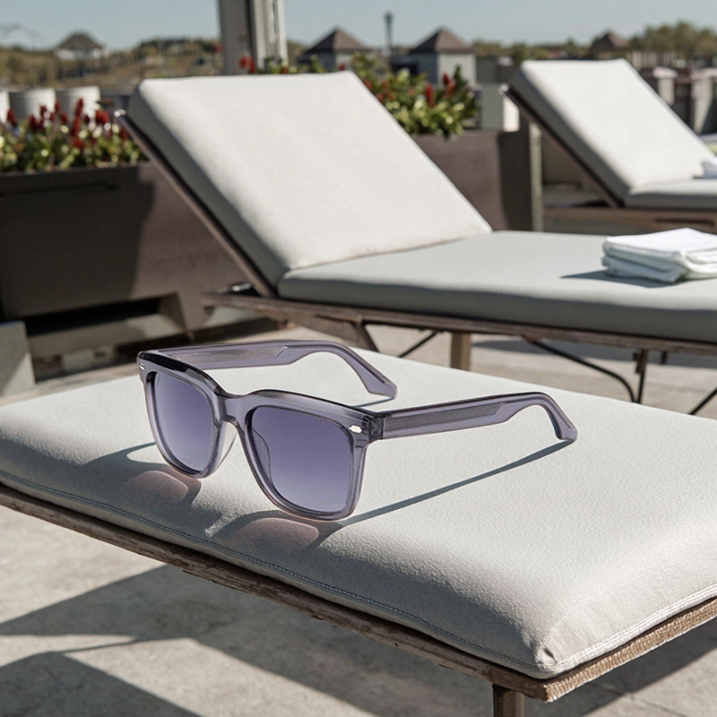 Sunglasses Manufacturer - Vintage Rectangle Acetate Gold Brown Polarized UV400 Men