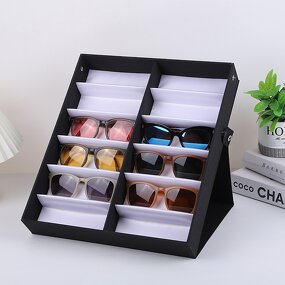 Display Case Manufacturer - Motech 12 Slot PU Leather Sunglasses Eyewear Storage