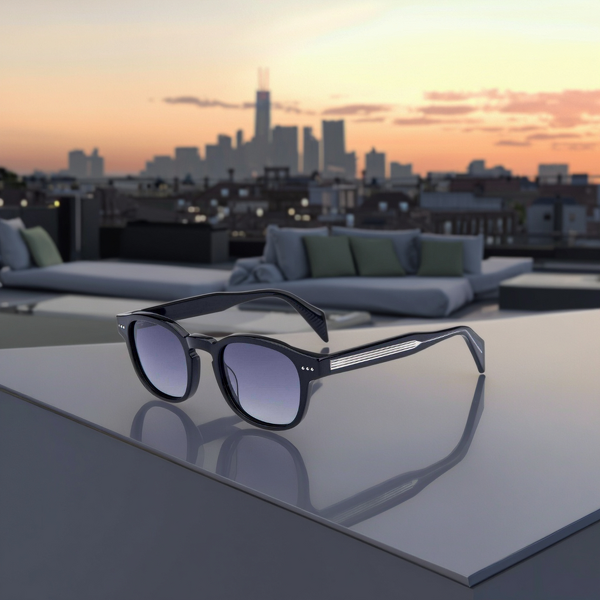 Sunglasses Manufacturer - Vintage Rectangle Acetate Gold Orange Polarized UV400 Men