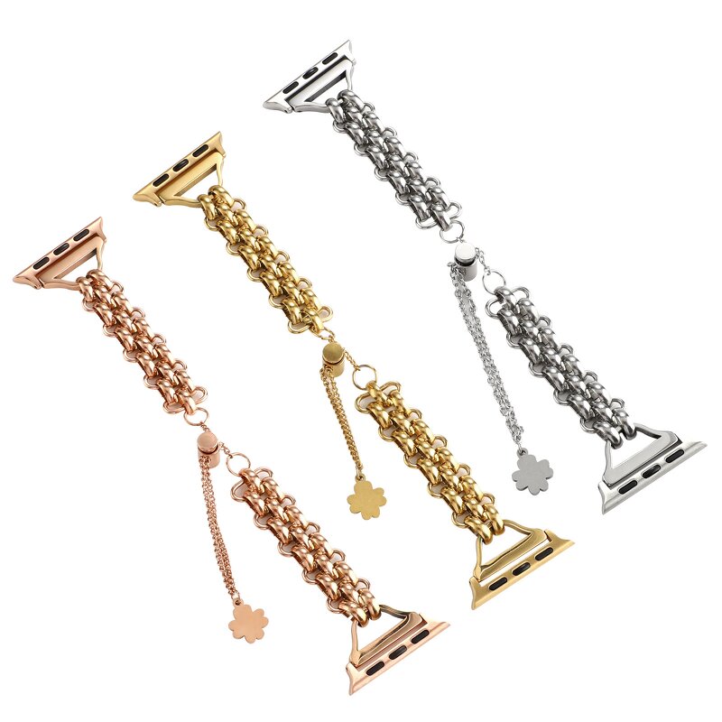 Watch Band Manufacturer - New Double Row Chain Stainless Steel for Apple Watch 42/44/45/49mm 38/40/41mm Metal Bracelet