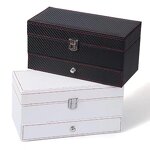 Jewelry Box Manufacturer - Men's Gift Box Double Layer PU Leather 4 Compartment Storage Protective for Rings Watches