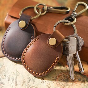 AirTag Case Manufacturer - New Design 2025 Handmade Retro Genuine Leather Holder with Keychain Protective