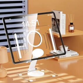 Tablet Stand Manufacturer - Transparent Acrylic Rotatable Read Book Holder Foldable Desktop Riser for IPad Pro 2025 Smart Phone