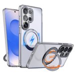 Phone Case Manufacturer - TPU Acrylic Metal Magnet Transparent Magnetic Bracket 360 Rotation Frosted for Samsung S26 Ultra