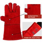 Welding Gloves Manufacturer - Swelder 14" Length F8100 Red Shoulder Split Cowhide with Reinforced Thumb