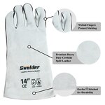 Welding Gloves Manufacturer - Swelder 14" Length F8800 Natural Shoulder Split Cowhide Heat Resistant Stick
