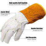 TIG Welding Gloves Manufacturer - SWELDER 13inch High Dexterity Natural Arc Sheepskin Unlined with Gold Cuff