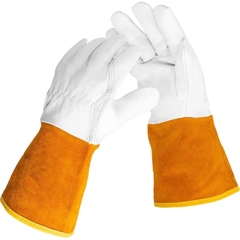 TIG Welding Gloves Manufacturer - SWELDER 13inch High Dexterity Natural Arc Sheepskin Unlined with Gold Cuff