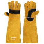 Animal Handling Gloves Manufacturer - SWELDER 23inch Yellow-Black Bite Proof Double Cowhide Leather for Dogs Cats
