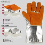 Work Gloves Manufacturer - Swelder EN407 Radiative to 500°C Cowhide Leather & Aluminum Foil for Metallurgy