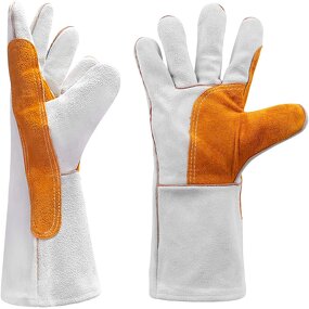 Welding Gloves Manufacturer - SWELDER 14INCH Gray Yellow Split Cowhide Leather with Cotton Liner