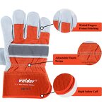 Work Glove Manufacturer - Swelder Hot Sale 10.5 Inch Red Split Cow Leather Full Palm Rigger Welding