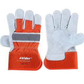 Work Glove Manufacturer - Swelder Hot Sale 10.5 Inch Red Split Cow Leather Full Palm Rigger Welding