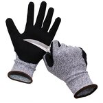 Safety Work Gloves Manufacturer - SUNSHINE Nitrile 13G Grey HPPE Level 5 Black Nitrile Sandy Coating Anti Cut