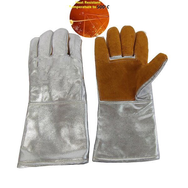 Work Gloves Manufacturer - Swelder EN407 Radiative to 500°C Cowhide Leather & Aluminum Foil for Metallurgy