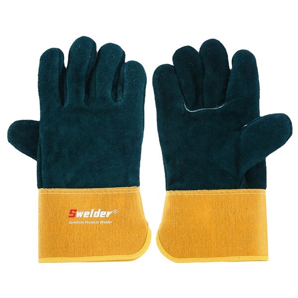 Welding Glove Manufacturer - Swelder 12inch Dark Green Economic Back Cowhide Leather