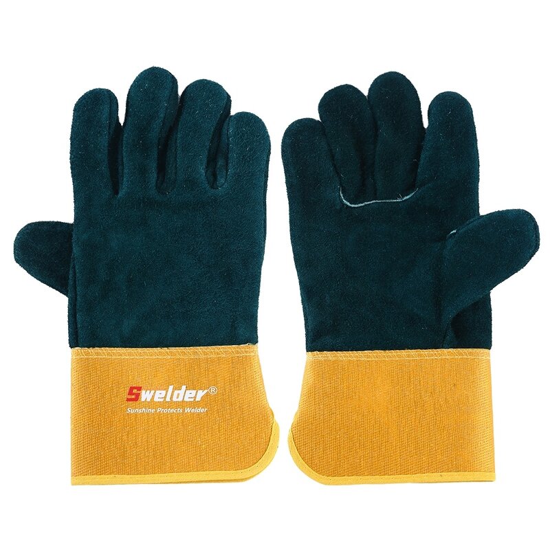 Welding Glove Manufacturer - Swelder 12inch Dark Green Economic Back Cowhide Leather