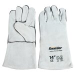 Welding Gloves Manufacturer - Swelder 14" Length F8800 Natural Shoulder Split Cowhide Heat Resistant Stick