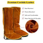 Welding Spats Manufacturer - SWELDER 2025 Yellow Cowhide Leather Extra Long Heat Abrasion Resistant Boot Cover