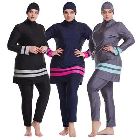 Swimwear - 3 Colors Muslim Plus Size Islamic Women Swimming Clothes