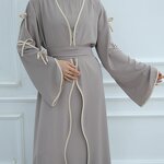 Abaya Manufacturer - 2025 Eid 5 Colors 2 Piece Set With Bows Inner Dress