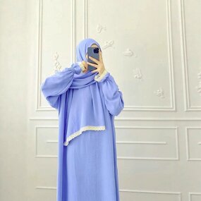 Abaya Manufacturer - Lace Trim Two-Piece Set Loose Elegant Long Robe Dress