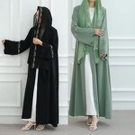 Abaya Manufacturer - Embroidered Nida Open Kimono Latest Eid Dubai Arabic