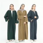 Abaya Manufacturer - 5 Colors Winter Velvet Open Islamic Long Cardigan Coat