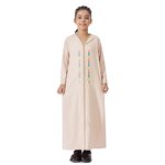 Kids Abaya - Ramadan Eid 4 Colors Embroidered Muslim Girls Dress