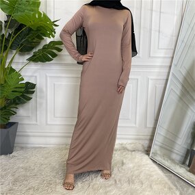 Inner Dress - 8 Colors Long Sleeve Milky Jersey Abaya Inner Dress