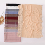 Hijab Scarf - Pearl Chiffon Hot Drilled Long Scarf Muslim Women Shawl