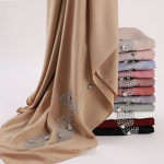 Hijab Scarf - Silk Imitation Hot Drilling Dubai Wrinkle-Resistant Shawl
