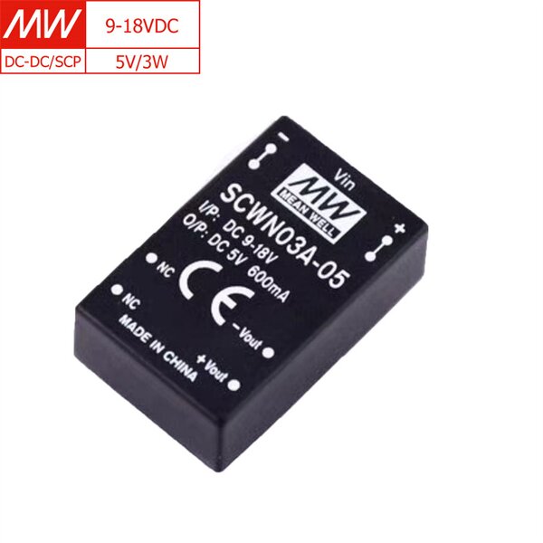 DC-DC Converter Manufacturer - MEAN WELL SCWN03A-05 3W 9-18V to 12V for Industrial/Telecommunication